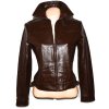 KOŽENÁ dámská hnědá bunda na zip MANGO M 3