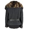 Dámská černá prošívaná bunda s pravou kožešinou XL