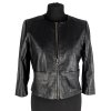 KOŽENÁ dámská černá bunda na zip do pasu ESPRIT M