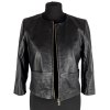 KOŽENÁ dámská černá bunda na zip do pasu ESPRIT M