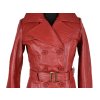 KOŽENÝ dámský červený kabátek s páskem Orsay 38