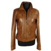 Kožená měkká dámská hnědá bunda SACOOR  M*