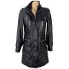 KOŽENÝ dámský černý kabát na zip KARA 36