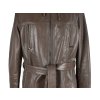 KOŽENÝ dámský hnědý měkký kabát s páskem KARA 42