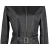KOŽENÝ dámský černý kabát na zip s páskem KARA L