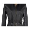KOŽENÝ dámský černý kabát na zip s páskem KARA L