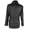 KOŽENÝ dámský černý kabát na zip s páskem KARA L