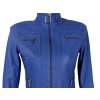 KOŽENÁ dámská modrá bunda na zip World Leather S