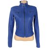 KOŽENÁ dámská modrá bunda na zip World Leather S