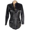 KOŽENÁ dámská delší černá bunda na zip S