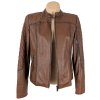 KOŽENÁ dámská hnědá koňaková bunda na zip Brend M