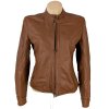KOŽENÁ dámská hnědá koňaková bunda na zip M