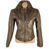 KOŽENÁ dámská zlatá bunda na zip ARMA M