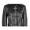KOŽENÁ dámská černá extravagantní bunda na zip M