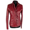 KOŽENÁ dámská červená bunda na zip M