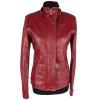 KOŽENÁ dámská červená bunda na zip M