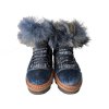 Celokožené dámské modré boty s pravou kožešinou 37