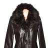 KOŽENÝ dámský hnědý kabát s kožíškem 10/38 2