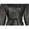 KOŽENÝ dámský černý měkký kabát s páskem L 3
