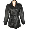 KOŽENÝ dámský černý měkký kabát s páskem L