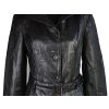 KOŽENÝ dámský černý měkký kabát s páskem 42
