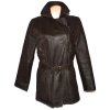 KOŽENÝ dámský hnědý kabát - křivák S/M 3