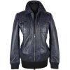 KOŽENÁ dámská modrá měkká bunda na zip 12/M