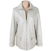 KOŽENÁ dámská bílá perleťová bunda na zip M/L