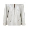 KOŽENÁ dámská bílá perleťová bunda na zip M/L