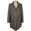 KOŽENÝ dámský khaki zelený kabát BPC Premium 20/46