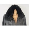KOŽENÝ dámský černý kabát na zip s pravou kožešinou 50/24