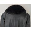 KOŽENÝ dámský černý kabát na zip s pravou kožešinou 50/24