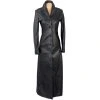 KOŽENÝ dámský extra dlouhý černý kabát Calypso S