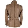 KOŽENÝ dámský hnědý kabát - křivák s páskem KARA 38