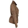 KOŽENÝ dámský hnědý kabát - křivák s páskem KARA 38