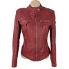KOŽENÁ dámská červená bunda na zip CABRINI 36