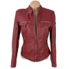 KOŽENÁ dámská červená bunda na zip CABRINI 36