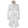 KOŽENÝ dámský bílý dlouhý kabát s páskem KARA 38