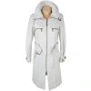 KOŽENÝ dámský bílý dlouhý kabát s páskem KARA 38