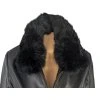 KOŽENÝ dámský černý kabát s pravou kožešinou M