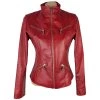 KOŽENÁ dámská červená bunda na zip Loboda M