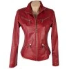 KOŽENÁ dámská červená bunda na zip Loboda M