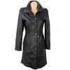 KOŽENÝ dámský černý kabát na zip a cvoky S