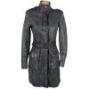 KOŽENÝ dámský šedý kabát s páskem KARA S