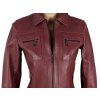 KOŽENÁ dámská vínová zateplená bunda na zip S