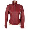 KOŽENÁ dámská červená bunda na zip KARA M