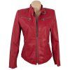 KOŽENÁ dámská červená bunda na zip M