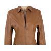 KOŽENÁ dámská hnědá koňaková bunda na zip Marks&Spencer S