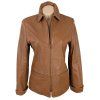 KOŽENÁ dámská hnědá koňaková bunda na zip Marks&Spencer S