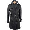 KOŽENÝ dámský černý kabát s páskem KARA S